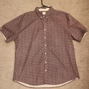 Men's Casual Button Down Shirt - Navy and White Pattern